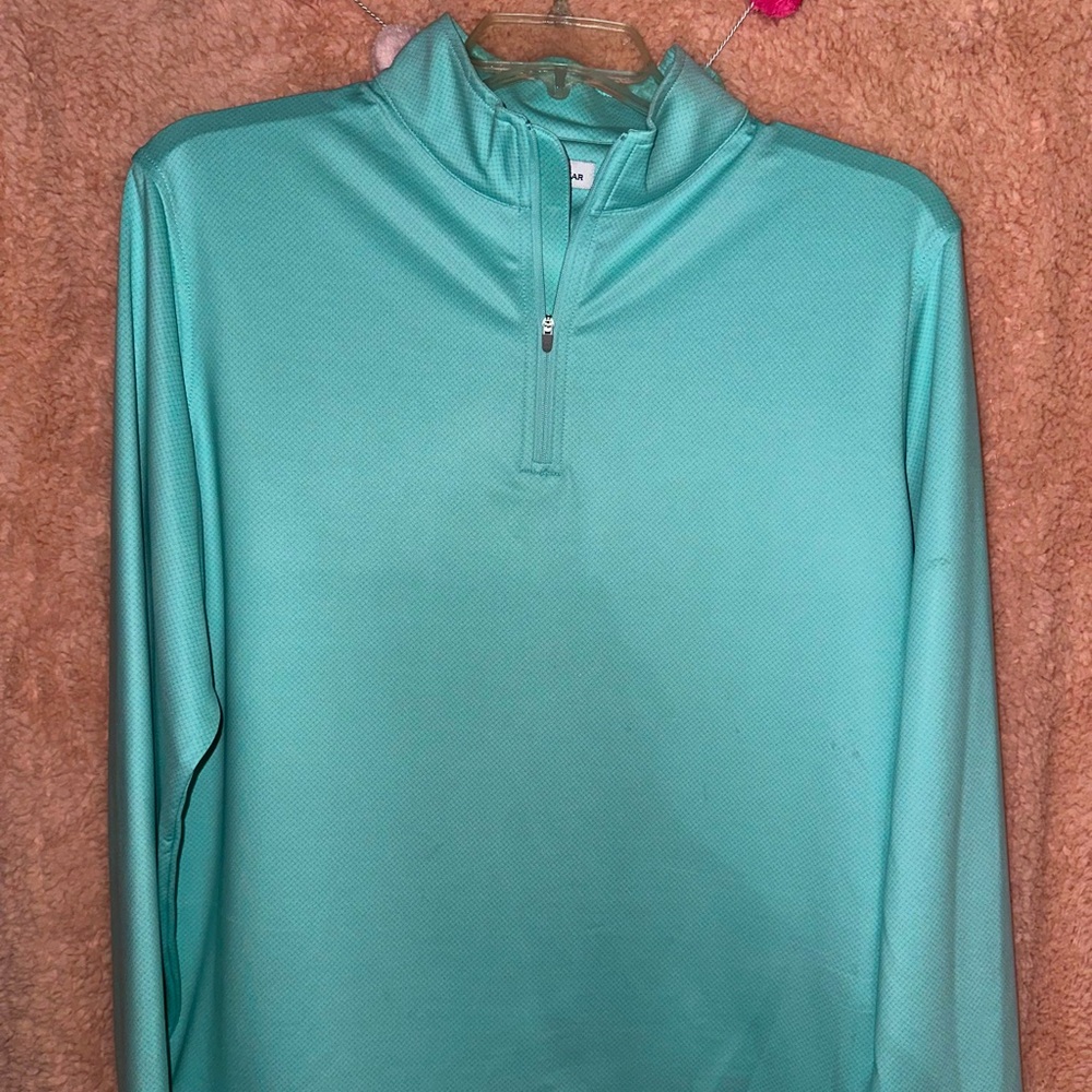 Diamond print mint green (maybe a tad aqua) Peter Millar 1/4 zip pullover